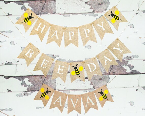 Happy Bee Day Personalized Banner Bumblebee Birthday Party Etsy