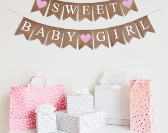Sweet Baby Girl | Baby Shower Decorations | Gender Reveal Decor | First Birthday Banner | Girl Birthday Party Decorations