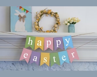 Easter Decoration, Easter Banner, Happy Easter Cardstock Banner, Easter Decor, Easter Garland, Easter Sign, P080