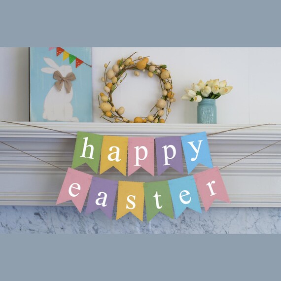 Easter Decoration, Easter Banner, Happy Easter Cardstock Banner, Easter Decor, Easter Garland, Easter Sign, P080