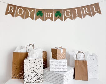 Benedizioni irlandesi / Festa per rivelare il sesso del bambino / Decorazioni per San Patrizio / Baby shower primaverile / Striscione per baby shower / Decorazioni con trifoglio /