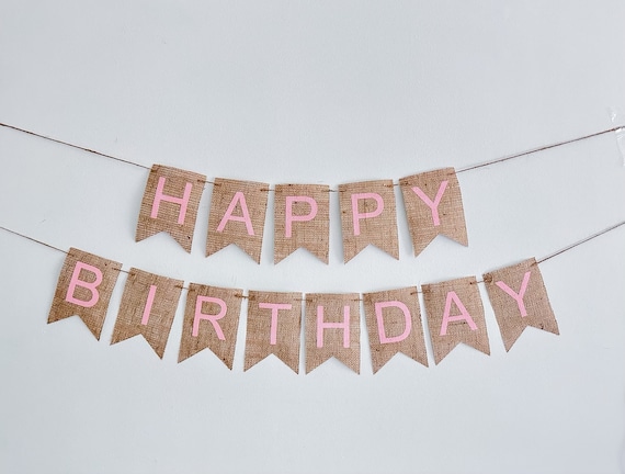Striscione Di Buon Compleanno Rosa In Tela Imitata - Già Assembato, Riutilizzabile, Per Feste Ragazze E Donne - 2