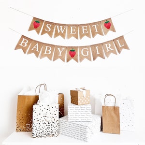 Girl Baby Shower Decor | Strawberry Baby Shower Banner | Sweet Baby Girl Decor | Baby Girl Gender Reveal | It&#39;s A Girl | Strawberry Theme