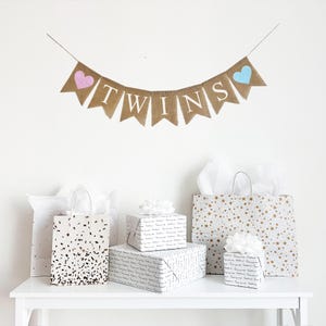 Twin Baby Shower Ideas | Nursery Decorations | Boy Girl Twins| Gender Reveal Party | Mama To Be | Burlap Banner | Welcome Baby |