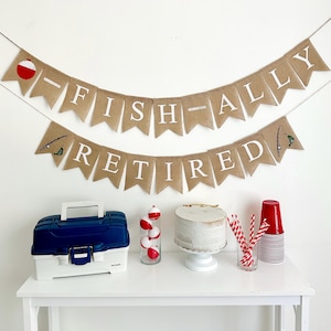 Retirement Party Decorations | Fishing Party | Retirement Banner | Fishing Theme | Happy Retirement Sign | Burlap Banner