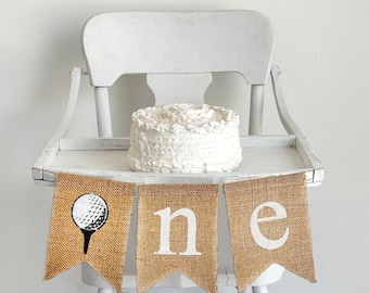 Hole in One | Golf Party Decorations | Par Tee Time | Golf First Birthday | High Chair Banner | 1st Birthday Boy | One Banner |