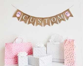 Owl Birthday | Custom Banner | Owl  Decorations for Baby Shower | Woodland Theme Baby Shower | Personalized Banner | Woodland Nursery Decor