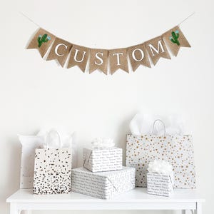 Bannière cactus | Décorations de fête | Thème d&#39;anniversaire d&#39;été | Baby shower cactus | Bannière personnalisée | Décorations de fête succulentes