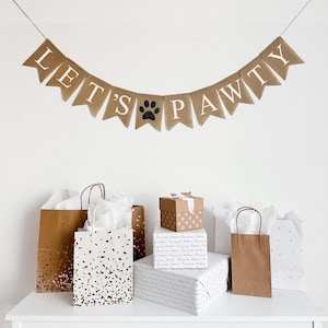 Dog Party Decorations, Let’s Pawty Banner, Puppy Birthday Party, Puppy Happy Birthday, Burlap Banner, Dog Themed Decorations