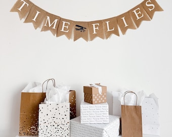 Time Flies Banner | Airplane 1st Birthday Decoration | Vintage Plane Party Decoration | Retirement Sign | Graduation Decor