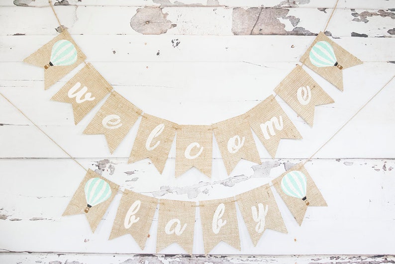 Balloon Shower Garland B721 Hot Air Balloon Welcome Baby Banner Up Up and Away Baby Shower Hot Air Balloon Baby Shower Decor
