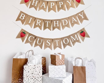 Personalized Strawberry Party Banner For A Berry Sweet Happy Birthday