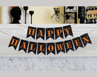 Halloween Decor, Happy Halloween Banner, Halloween Cardstock Banner, Halloween Banner, Halloween Banner, P066