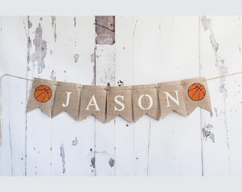 Estandarte de baloncesto, Estandarte del nombre del baloncesto, Estandarte deportivo, Fiesta deportiva, Fiesta de baloncesto, Decoración de fanáticos del baloncesto, B140