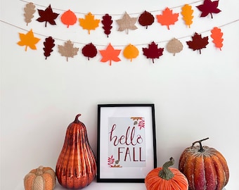Autumn Leaves Banner | Fall Banner | Autumn Garland | Thanksgiving Decor | Felt & Burlap Leaf Banner | Fall Leaf Bunting | Autumn decoration