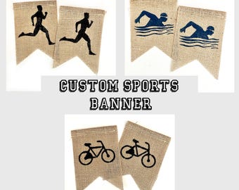Personalisierte Sport Banner | Radfahren | Ausführung | Schwimmen | Dreikampf | Team-Zeichen | Renntag Banner | Schwimmen Bike Run | Partygirlande