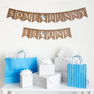 Some Bunny Is One | Easter Birthday Party | 1st Birthday Boy | Spring Party Decorations | One Banner | Cake Smash Prop |