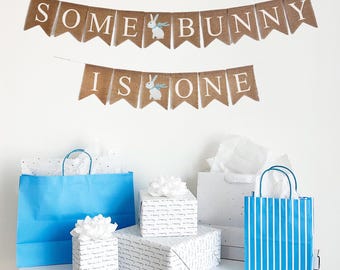 Some Bunny Is One | Easter Birthday Party | 1st Birthday Boy | Spring Party Decorations | One Banner | Cake Smash Prop |