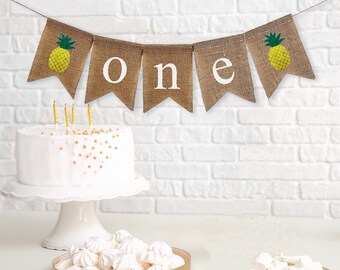 Pineapple Party Decorations | First Birthday Decor | High Chair Banner | Hawaiian Birthday Party | Summer Banner | Cake Smash Decorations