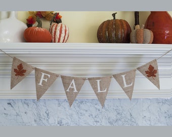 Fall Burlap Banner, Fall Banner, Fall Decor, Fall Maple Leaf Banner, Fall Photo Prop, B092