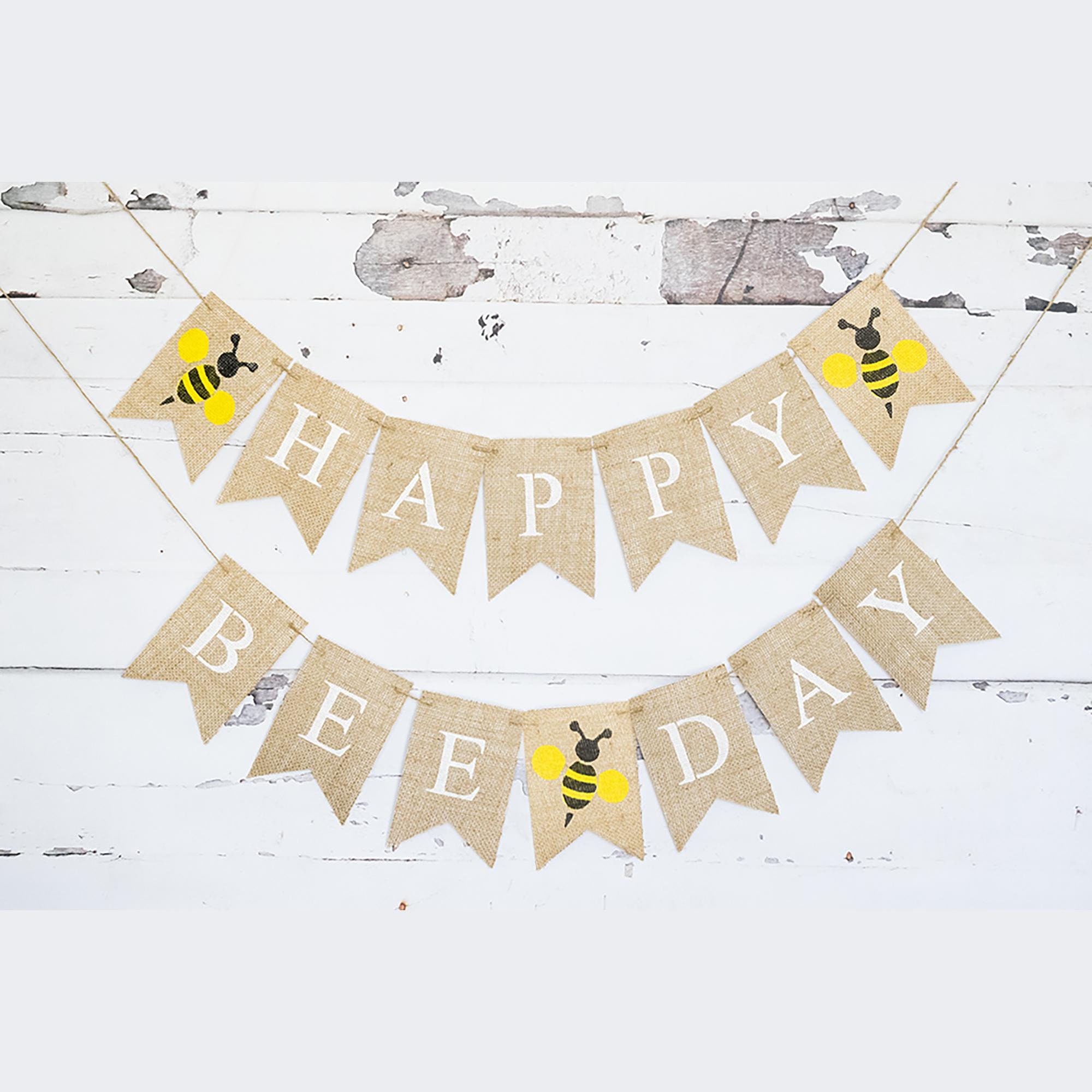 Happy Bee Day Bee Party Decoration - Happy Bee Day Banner, Bumble Bee Party  Decoration, Bee Birthday Party, First Birthday