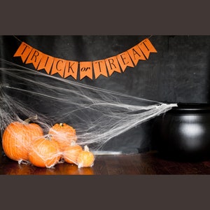 Trick or Treat Banner, Trick or Treat Cardstock Banner, Halloween Banner, Halloween Banner, P070 image 1