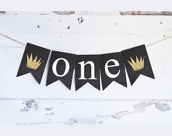 One Banner, Black One Banner, Wild One Cardstock Banner, First Birthday Banner, Inspired by Where the Wild Things Are, P081