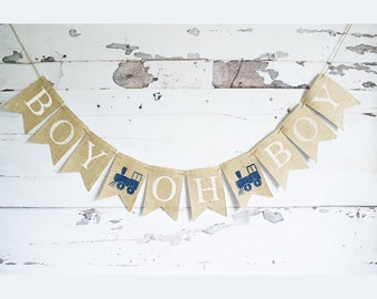 Train Baby Shower Decor, Boy Oh Boy Train Banner, Vintage Train Decoration,  Baby Boy Shower, Train Shower Decoration, B668