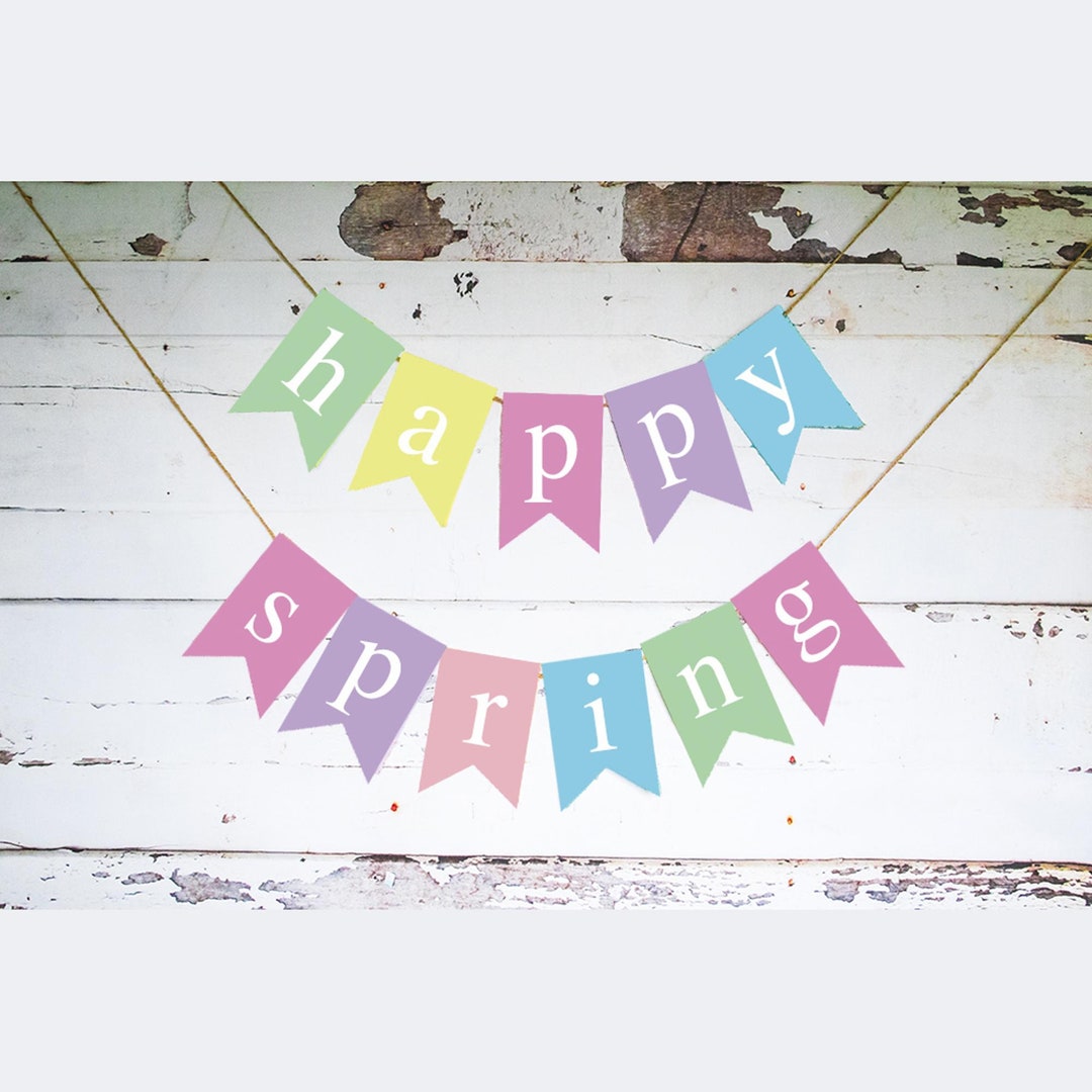 Cardstock Spring Decoration, Spring Banner, Happy Spring Burlap Banner ...