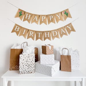Décorations d&#39;anniversaire cactus | Bannière joyeux anniversaire | Décoration de fête | Soirée à thème Fiesta | Décorations de fête d&#39;été | Bannière personnalisée