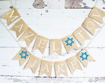 Mazeltov Striscione Decorativo Per Feste 2,5m - Scritta In Ebraico E Inglese, Plastica