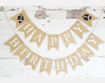 Football Happy Birthday Banner, Sports Happy Birthday Banner, Football Banner, Football Birthday Party, Football Burlap Banner, B225