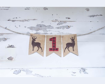 Lumberjack First Birthday, Lumberjack Party, Lumberjack First Birthday Banner, Deer Party Decoration, One Burlap Banner, B397