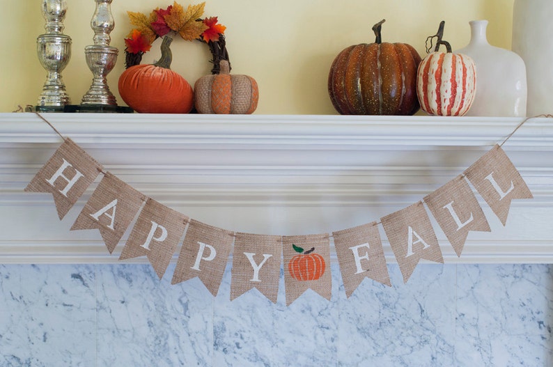 Happy Fall Burlap Banner, Fall Banner, Fall Decor, Fall Photo Prop, B095 