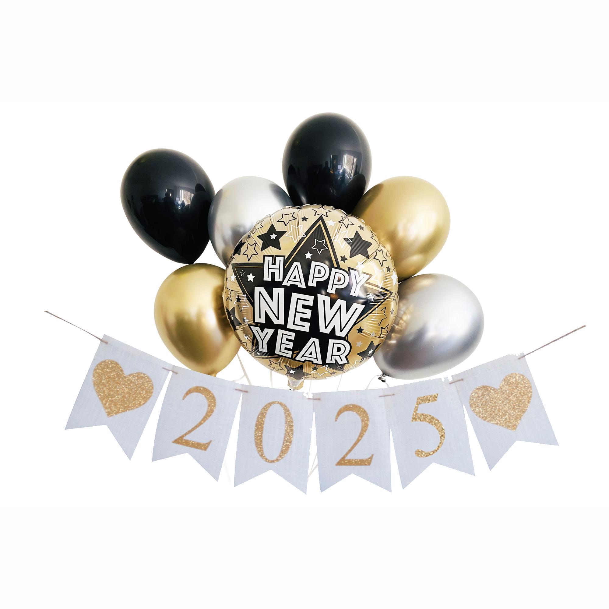 Silvester-Banner Mit Goldenen Glitzersternen – Partydekoration Für Neujahr & Feiertage