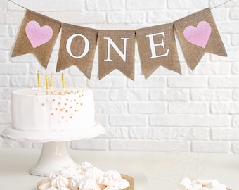Décorations de fête pour le premier anniversaire | Décoration 1er anniversaire fille | Bannière pour chaise haute | Décorations pour gâteau brisé | Bannière Un anniversaire