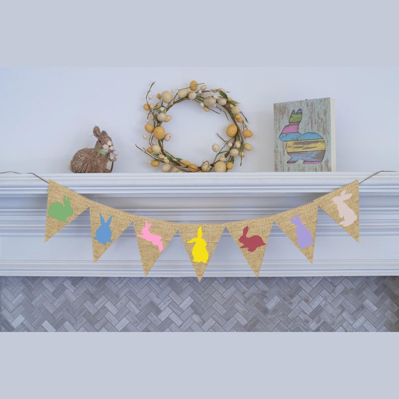 Easter Cardstock Banner, Easter Decor, Easter Bunny Banner, Easter Photo Prop, Easter Bunnies Decoration, Bunny Banner, Spring Decor, P111 image 1