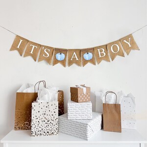 Baby Boy Shower Decorations, Pumpkin Baby Shower, It’s a Boy, Gender Reveal, Baby Announcement, Fall Party Decor, Burlap Banner