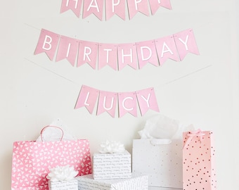 Banner personalizado, Banner personalizado rosa, Diseña tu propio banner, Banner DIY, Banner de cartulina