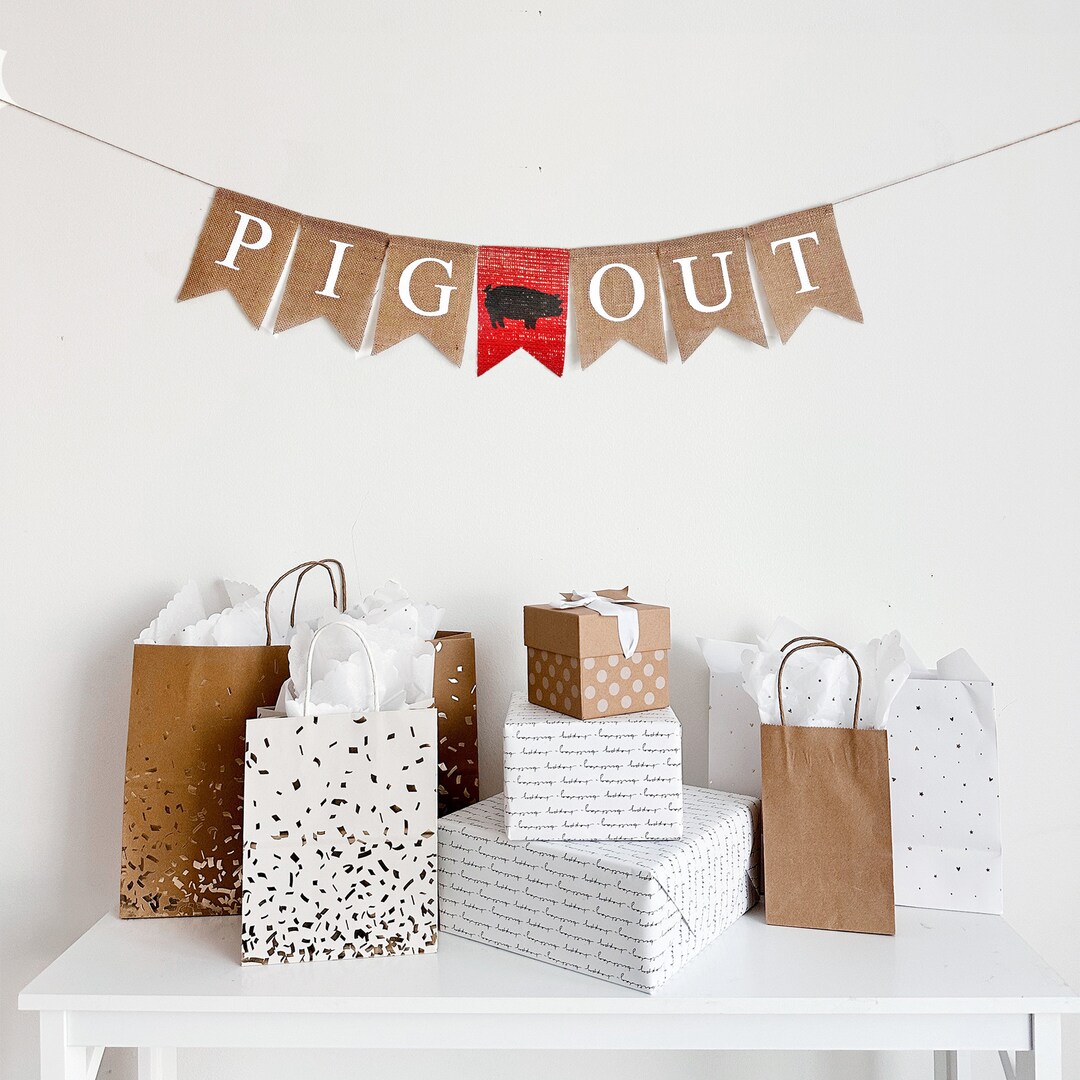 Pig Out Sign | Farm Animal Birthday | BBQ Banner | BBQ Party Decor ...