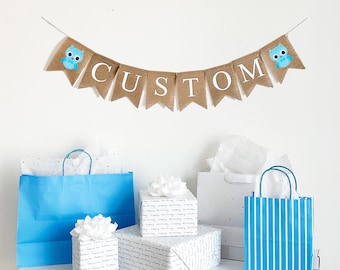 Owl Decorations for Baby Shower | Custom Banner | Owl Birthday | Woodland Nursery Decor | Personalized Banner | Woodland Theme Baby Shower