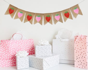 Strawberry Party Decoration | Sweet One Birthday | Strawberry Banner | Sweet Baby Girl Sign | Berry Sweet Birthday | Red & Pink Strawberries