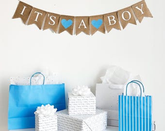 It's A Boy Sign | Baby Shower Decorations | Gender Reveal Decor | Baby Announcement | Burlap Banner | Mom To Be |