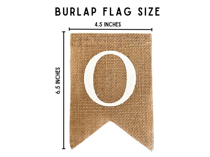 May include: A burlap flag with a white letter "O" on it. The flag is 6.5 inches tall and 4.5 inches wide.