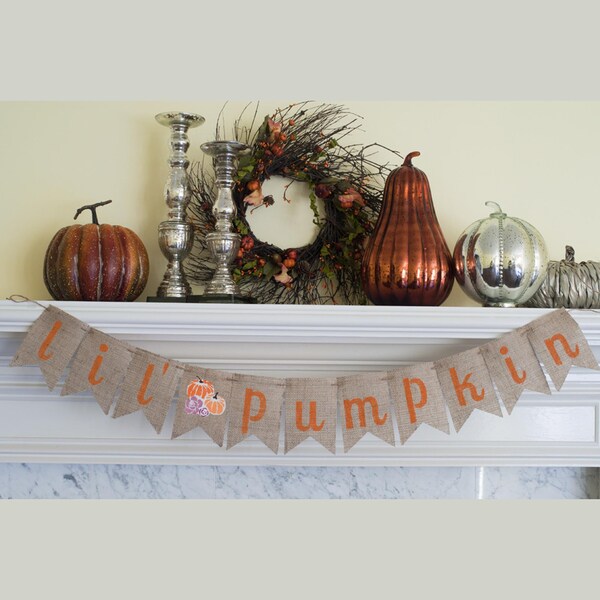 Little Pumpkin Banner, Lil' Pumpkin Banner, Pumpkin Baby Shower, Fall Baby Shower Decor, Pumpkin Baby Shower Decor, SALE35