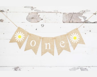 Daisy One Banner, First Birthday Party Decor, Spring First Birthday Party, Summer Party Decor, Flower First Birthday Banner, B256