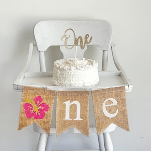 Luau Party Decorations | 1st Birthday Girl | Hawaiian Luau Party | High Chair Banner | One Banner | Baby First Birthday | Cake Smash |