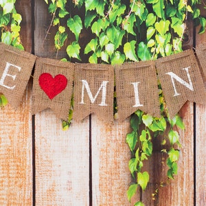 Be Mine Valentine Banner, Valentine's Day Burlap Banner, Be Mine Burlap Banner, B032 image 2