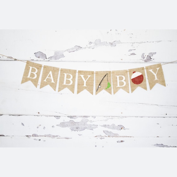 Baby Boy Fishing Banner for Gender Reveal or Baby Shower Decorations 
