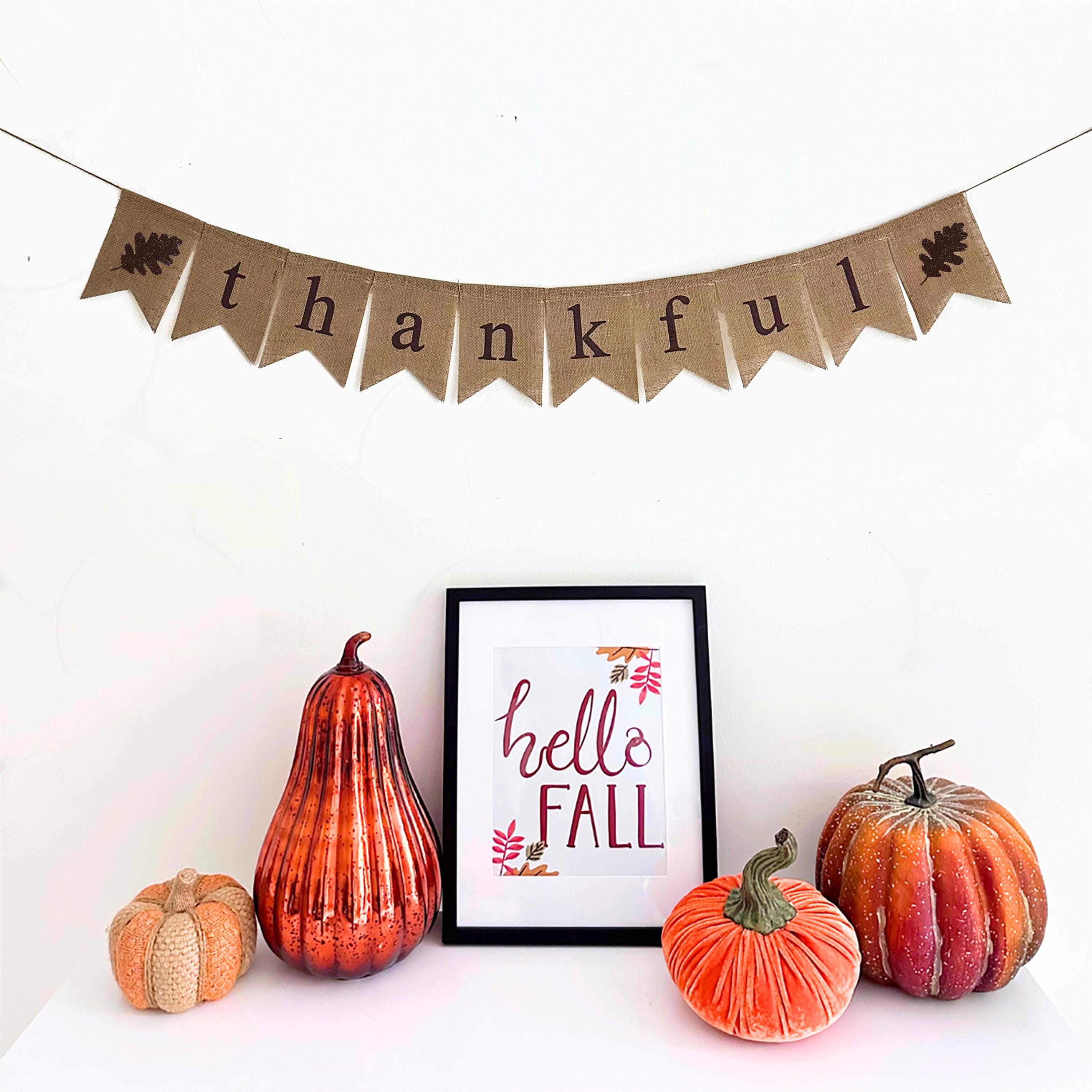Tiamon Thanksgiving Türbanner 'Thankful' - Herbstdekoration, 30x180 Cm, Mit Kürbis Design